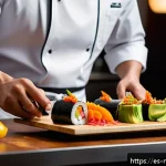 다문화 요리사 관련 학위 프로그램 - A vibrant, modern kitchen scene showcasing a multicultural chef creatively preparing a fusion dish t...