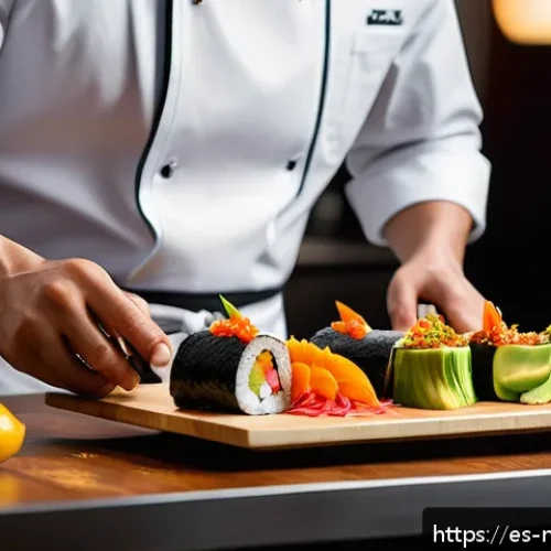 다문화 요리사 관련 학위 프로그램 - A vibrant, modern kitchen scene showcasing a multicultural chef creatively preparing a fusion dish t...