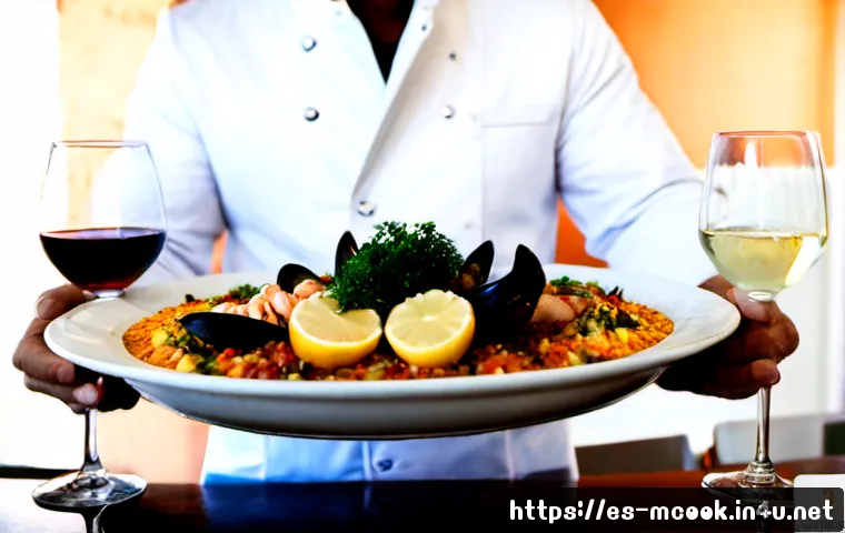Home 17 다문화 요리사와 식음료 페어링 - Photorealistic editorial food scene in a sunlit Spanish culinary studio, a multicultural chef in cri...